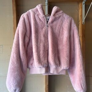 Topshop Soft Pink Plush Puffer Jacket